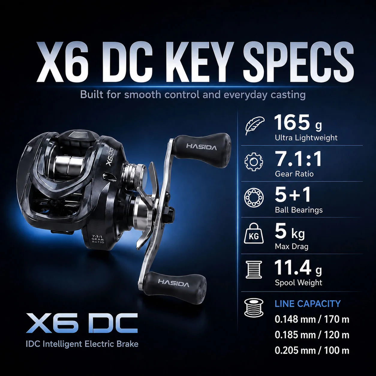 HISTAR / ハイスター X6 DC ベイトキャスティングリール ギア比7.1:1
