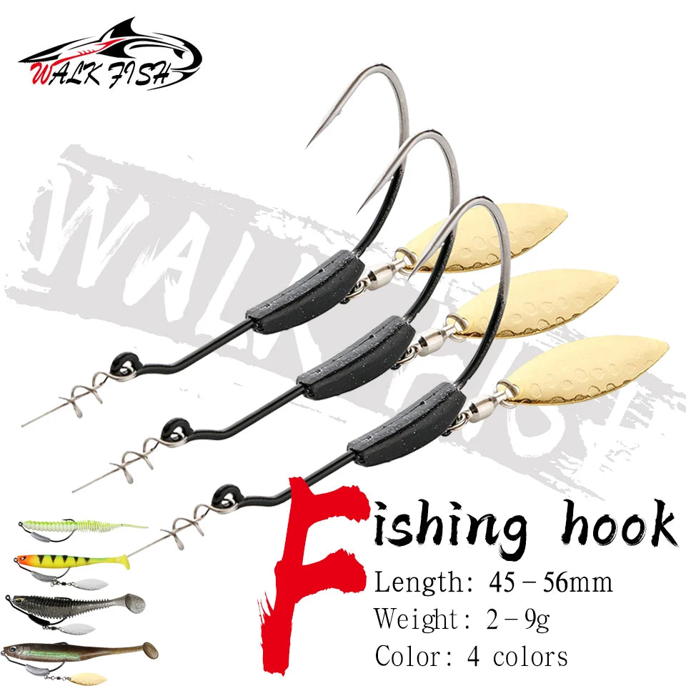 ウェイテッドフック スプーン付き 2〜9g 3本入 WALK FISH / ウォークフィッシュ