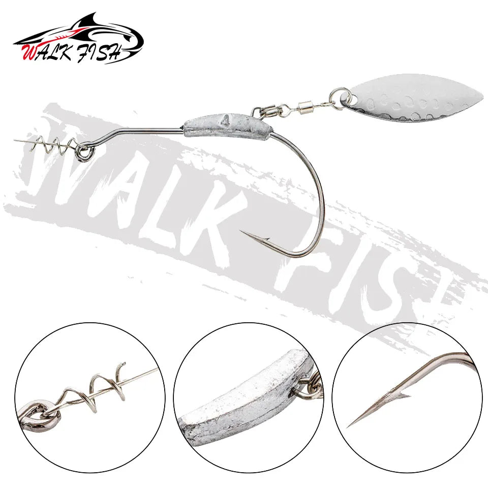 ウェイテッドフック スプーン付き 2〜9g 3本入 WALK FISH / ウォークフィッシュ