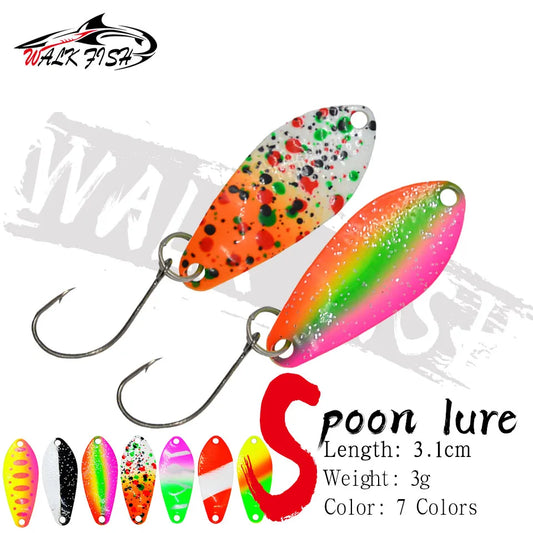 スプーン 31mm 3g シングルフック 全7色 WALK FISH / ウォークフィッシュ
