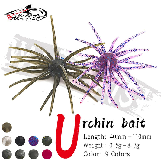 ウニ型ワーム 40〜110mm 0.5〜8.7g TPE 3個入 全9色 WALK FISH / ウォークフィッシュ