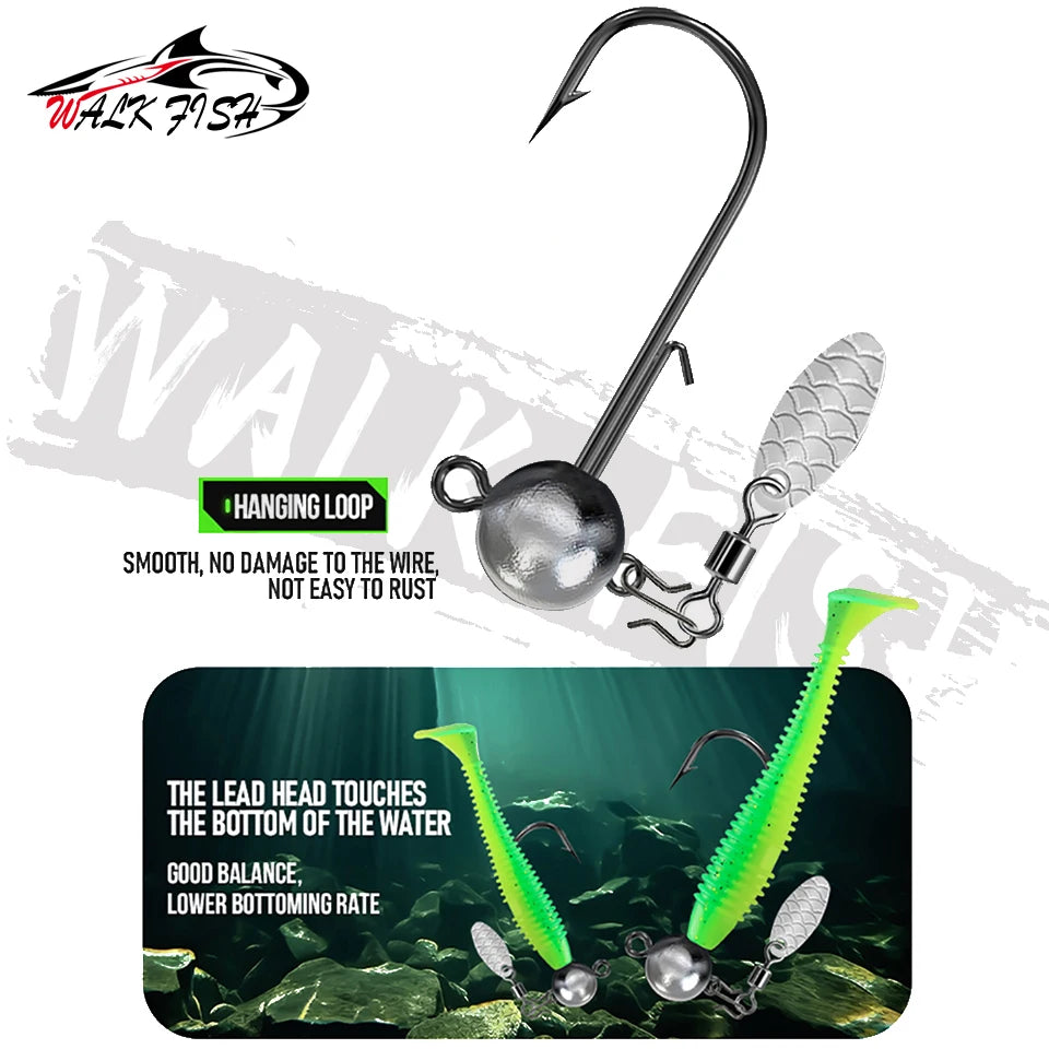 ラウンドジグヘッド ブレード付き 3〜15g 5個入 WALK FISH / ウォークフィッシュ