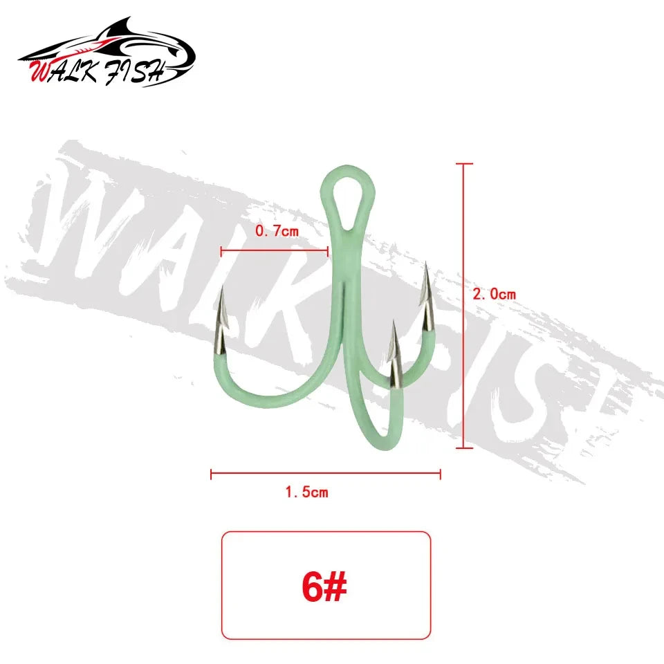 トレブルフック 蓄光 2/4/6/8/10# 10本入 WALK FISH / ウォークフィッシュ