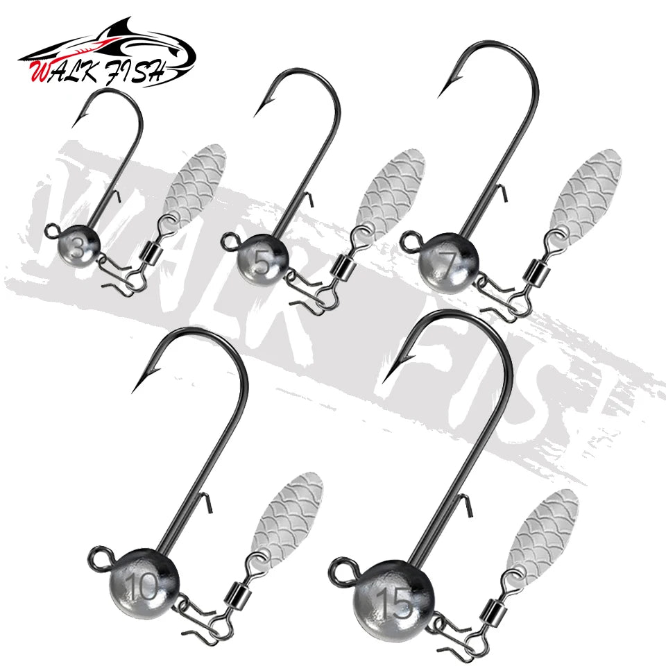 ラウンドジグヘッド ブレード付き 3〜15g 5個入 WALK FISH / ウォークフィッシュ