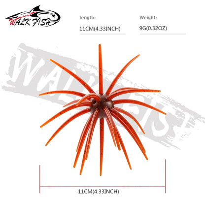ウニ型ワーム 110mm 9g TPE 3個入 全20色 WALK FISH / ウォークフィッシュ