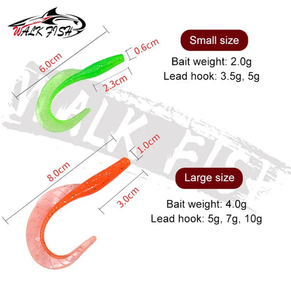 カーリーテールワーム 60/80mm 10本入 全11色 WALK FISH / ウォークフィッシュ