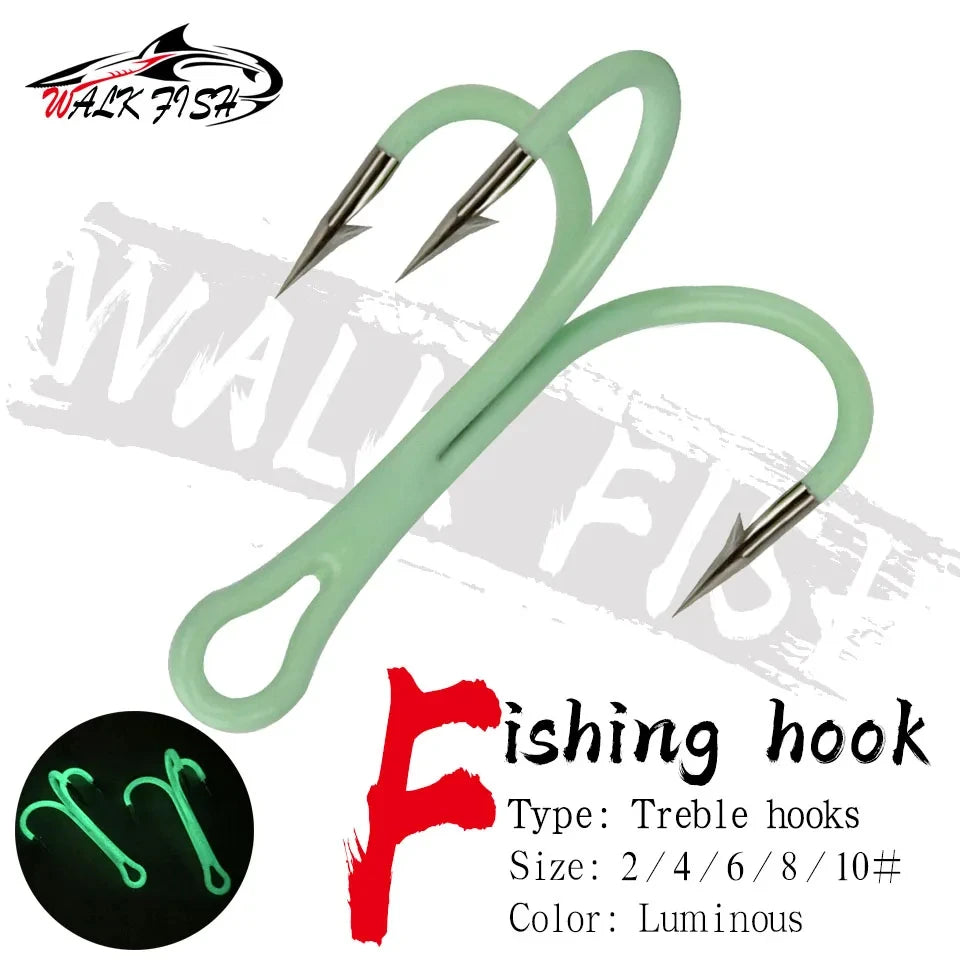 トレブルフック 蓄光 2/4/6/8/10# 10本入 WALK FISH / ウォークフィッシュ
