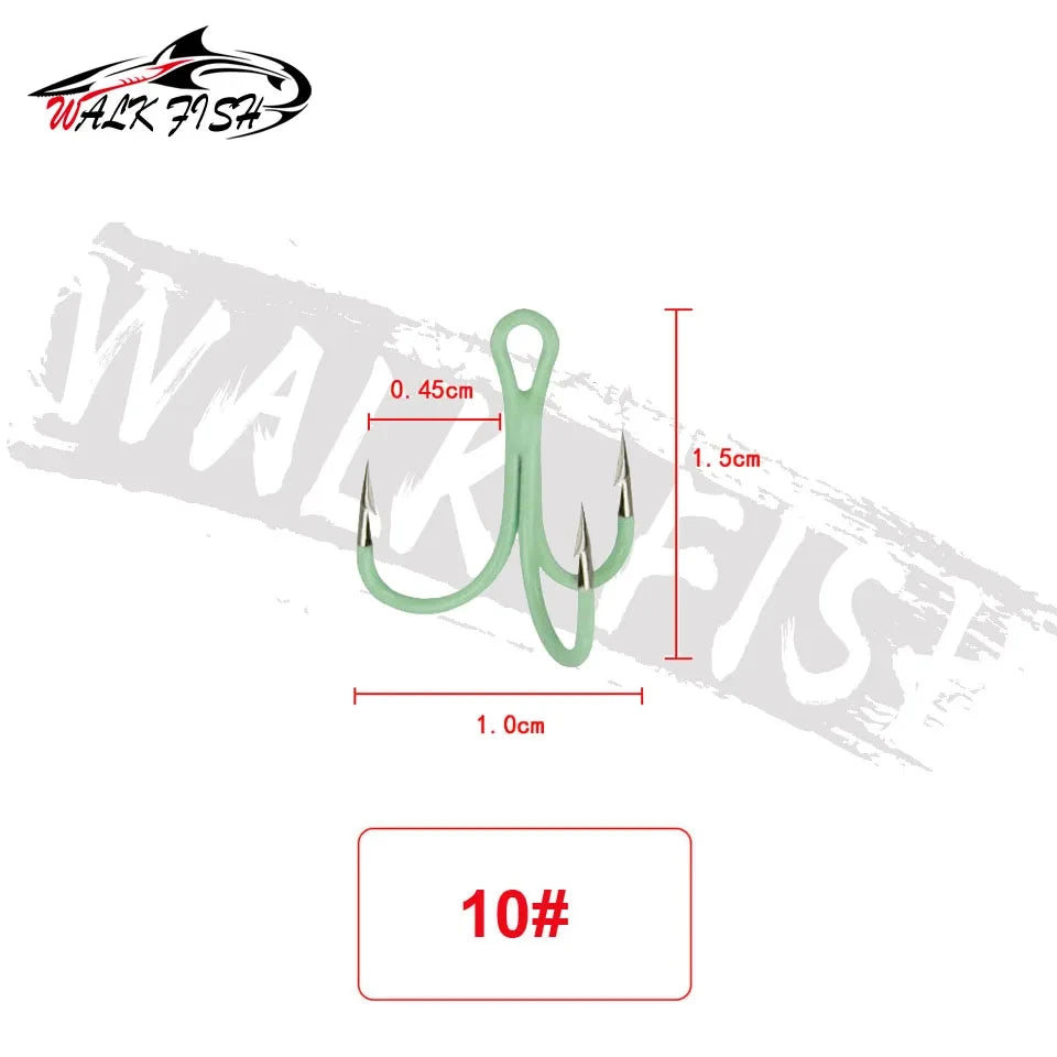 トレブルフック 蓄光 2/4/6/8/10# 10本入 WALK FISH / ウォークフィッシュ