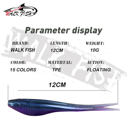 スプリットテールワーム 120mm 10g フローティング 5本入 WALK FISH / ウォークフィッシュ