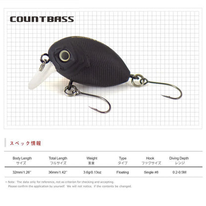 スナック SnaQ 33DR 32mm/3.6g COUNTBASS / カウントバス