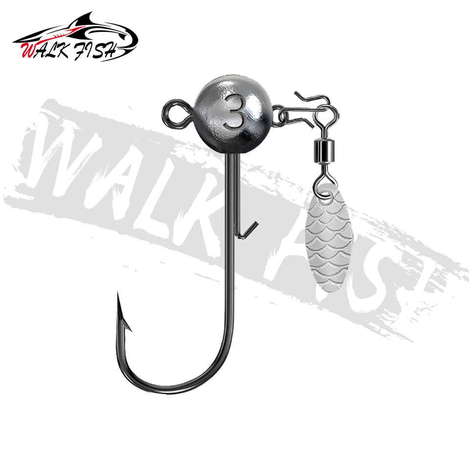 ラウンドジグヘッド ブレード付き 3〜15g 5個入 WALK FISH / ウォークフィッシュ