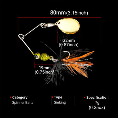 スピナーベイト 80mm 7g フェザー付き WALK FISH / ウォークフィッシュ