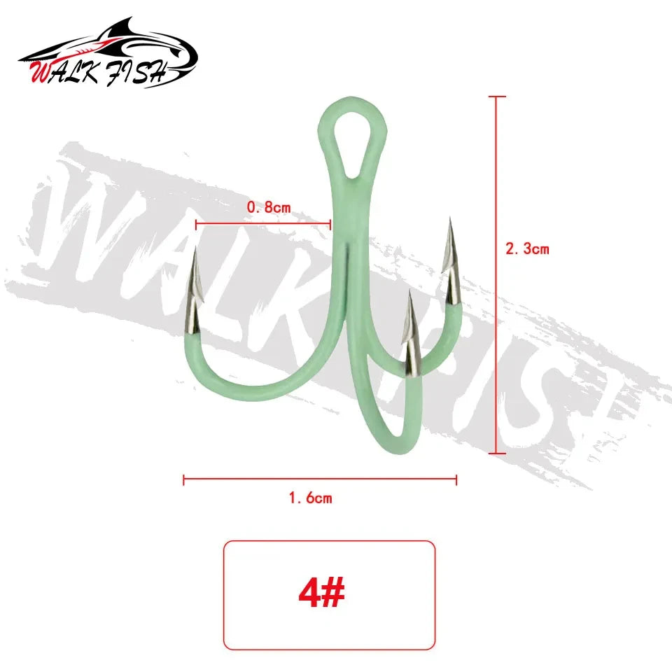 トレブルフック 蓄光 2/4/6/8/10# 10本入 WALK FISH / ウォークフィッシュ